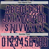 Custom Navy Medium Pink Gradient Claw Mark Splatter Sports Sublimation Soccer Uniform Jersey