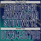 Custom Navy White-Teal Gradient Claw Mark Splatter Sports Sublimation Soccer Uniform Jersey