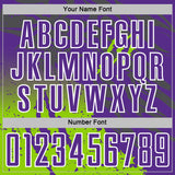 Custom Purple White-Neon Green Gradient Claw Mark Splatter Sports Sublimation Soccer Uniform Jersey