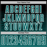 Custom Black Teal-White Gradient Wave Line Sports Sublimation Soccer Uniform Jersey