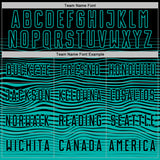 Custom Black Aqua Gradient Wave Line Sports Sublimation Soccer Uniform Jersey