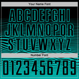 Custom Black Aqua Gradient Wave Line Sports Sublimation Soccer Uniform Jersey