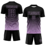 Custom Black Light Purple Gradient Wave Line Sports Sublimation Soccer Uniform Jersey