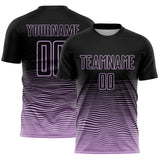 Custom Black Light Purple Gradient Wave Line Sports Sublimation Soccer Uniform Jersey