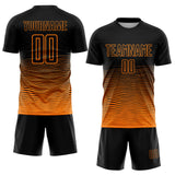 Custom Black Bay Orange Gradient Wave Line Sports Sublimation Soccer Uniform Jersey