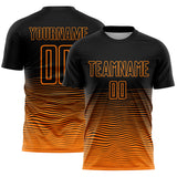 Custom Black Bay Orange Gradient Wave Line Sports Sublimation Soccer Uniform Jersey
