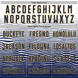 Custom White Navy-Old Gold Gradient Wave Line Sports Sublimation Soccer Uniform Jersey