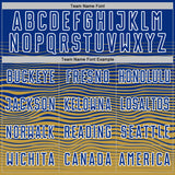 Custom Royal White-Old Gold Gradient Wave Line Sports Sublimation Soccer Uniform Jersey