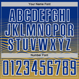 Custom Royal White-Old Gold Gradient Wave Line Sports Sublimation Soccer Uniform Jersey
