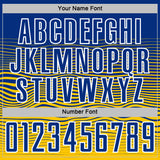 Custom Royal White-Yellow Gradient Wave Line Sports Sublimation Soccer Uniform Jersey