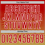 Custom Red White-Old Gold Gradient Wave Line Sports Sublimation Soccer Uniform Jersey