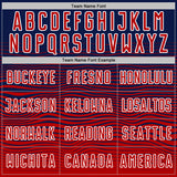 Custom Navy Red-White Gradient Wave Line Sports Sublimation Soccer Uniform Jersey