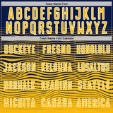 Custom Navy Gold-White Gradient Wave Line Sports Sublimation Soccer Uniform Jersey