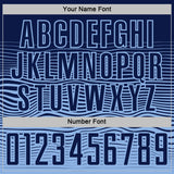 Custom Navy Light Blue Gradient Wave Line Sports Sublimation Soccer Uniform Jersey