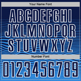 Custom Navy White-Powder Blue Gradient Wave Line Sports Sublimation Soccer Uniform Jersey