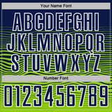 Custom Navy White-Neon Green Gradient Wave Line Sports Sublimation Soccer Uniform Jersey