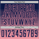 Custom Navy Medium Pink Gradient Wave Line Sports Sublimation Soccer Uniform Jersey