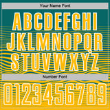 Custom Teal Gold-White Gradient Wave Line Sports Sublimation Soccer Uniform Jersey