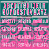 Custom Teal Pink-White Gradient Wave Line Sports Sublimation Soccer Uniform Jersey