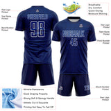 Custom Navy Royal-White Geometric Maze Interlocking Square Sports Sublimation Soccer Uniform Jersey