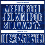 Custom Navy Royal-White Geometric Maze Interlocking Square Sports Sublimation Soccer Uniform Jersey