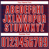 Custom Navy Red-White Geometric Maze Interlocking Square Sports Sublimation Soccer Uniform Jersey