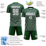 Custom Green White-Gray Geometric Maze Interlocking Square Sports Sublimation Soccer Uniform Jersey