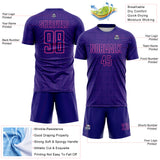 Custom Dark Purple Purple-Pink Geometric Maze Interlocking Square Sports Sublimation Soccer Uniform Jersey