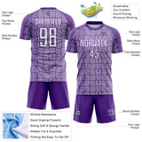Custom Purple White Geometric Maze Interlocking Square Sports Sublimation Soccer Uniform Jersey