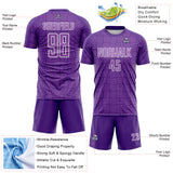 Custom Purple Medium Purple-White Geometric Maze Interlocking Square Sports Sublimation Soccer Uniform Jersey