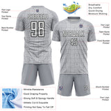 Custom Gray White-Black Geometric Maze Interlocking Square Sports Sublimation Soccer Uniform Jersey
