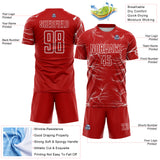 Custom Red White Lightning Electric Veins Sublimation Soccer Uniform Jersey