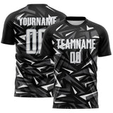 Custom Black White Steel Gray-Gray Cyber Mecha E-sport Geometric Shards Spike Sublimation Soccer Uniform Jersey