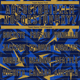 Custom Navy Old Gold-Thunder Blue Cyber Mecha E-sport Geometric Shards Spike Sublimation Soccer Uniform Jersey
