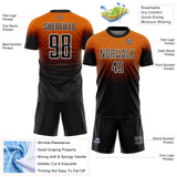 Custom Bay Orange Black-White Fade Fashion Sublimation Soccer Uniform Jersey