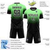 Custom Pea Green Black-White Fade Fashion Sublimation Soccer Uniform Jersey