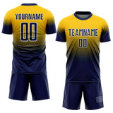 Custom Yellow Navy-White Fade Fashion Sublimation Soccer Uniform Jersey
