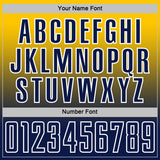 Custom Yellow Navy-White Fade Fashion Sublimation Soccer Uniform Jersey