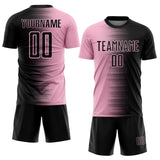 Custom Black Light Pink Gradient Line Sublimation Soccer Uniform Jersey