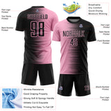 Custom Black Light Pink Gradient Line Sublimation Soccer Uniform Jersey