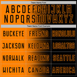 Custom Black Bay Orange Gradient Line Sublimation Soccer Uniform Jersey