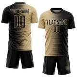 Custom Black Vegas Gold Gradient Line Sublimation Soccer Uniform Jersey