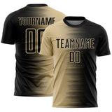 Custom Black Vegas Gold Gradient Line Sublimation Soccer Uniform Jersey