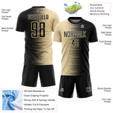 Custom Black Cream Gradient Line Sublimation Soccer Uniform Jersey