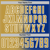 Custom Royal Old Gold-White Gradient Line Sublimation Soccer Uniform Jersey