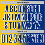 Custom Royal White-Yellow Gradient Line Sublimation Soccer Uniform Jersey