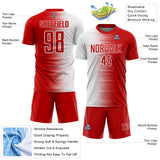 Custom Red White Gradient Line Sublimation Soccer Uniform Jersey