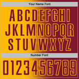 Custom Crimson Gold Gradient Line Sublimation Soccer Uniform Jersey