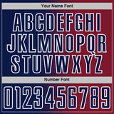 Custom Crimson Navy-White Gradient Line Sublimation Soccer Uniform Jersey