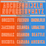 Custom Powder Blue Orange-White Gradient Line Sublimation Soccer Uniform Jersey